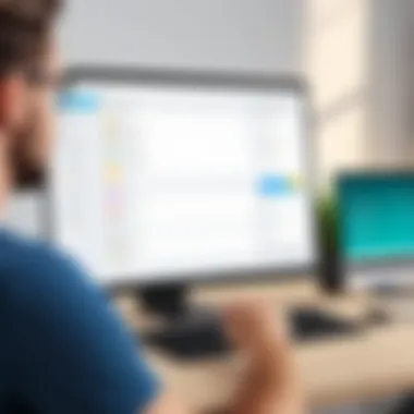 Engaging with Task Management Tools A close-up of a user interacting with a task management software