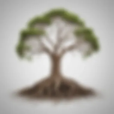 An illustration showing a tree with roots symbolizing strong brand foundations