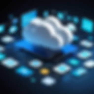 An illustration showcasing various cloud icons representing different services.