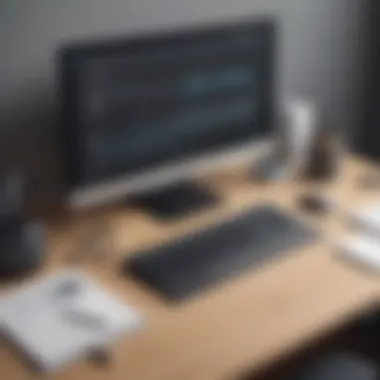 Sleek Coding Workspace Coding tools on a sleek desk