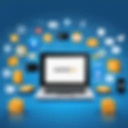 Illustration showcasing various e-commerce platforms
