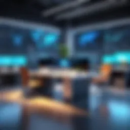 A visionary startup workspace showcasing advanced technology and collaboration.