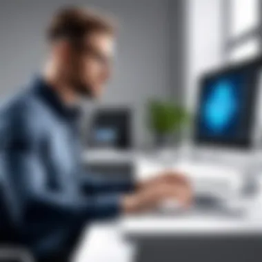 Professional Utilizing Ad Design Software Professional using ad design software on a laptop