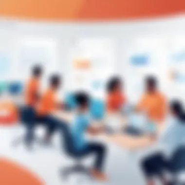 Diverse Team Using Asana Illustration of a diverse team utilizing Asana for project organization