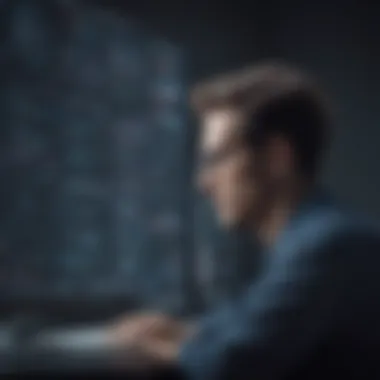 Algorithm Analysis for Data Scientists Data scientist analyzing complex algorithms on a digital screen