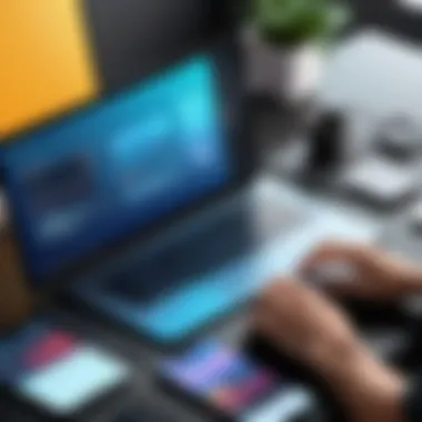 Visual representation of app creation using a no code platform
