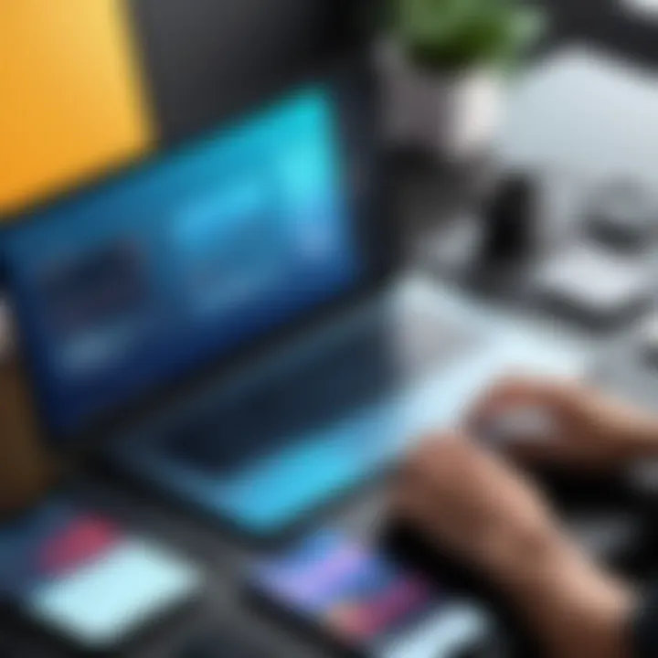 Visual representation of app creation using a no code platform