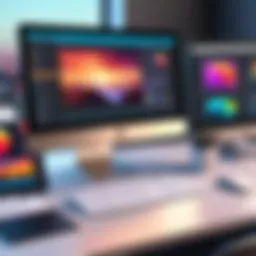 A vibrant interface showcasing advanced graphic design software tools
