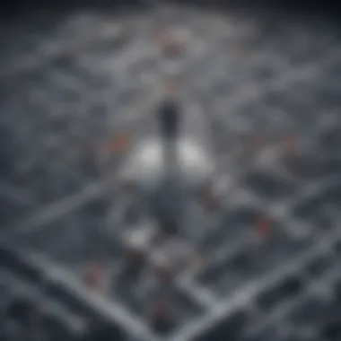 Navigating the Leadership Maze Illustration depicting a new manager navigating a complex maze