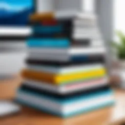 A collection of top sales prospecting books stacked on a desk
