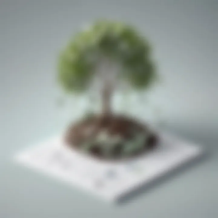 Abstract representation of financial growth with a tree sprouting money leaves
