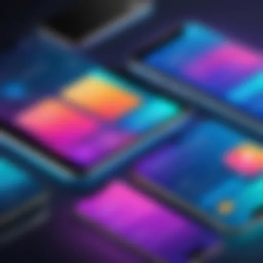A sleek mobile application interface showcasing vibrant colors and intuitive navigation.