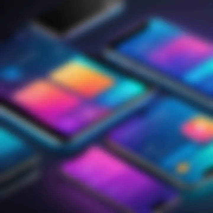 A sleek mobile application interface showcasing vibrant colors and intuitive navigation.