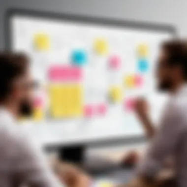 Collaborative Brainstorming for User Experience A team brainstorming session with sticky notes and wireframes