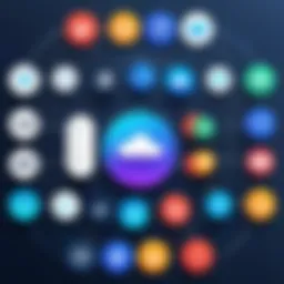 Illustration showcasing various SaaS application categories