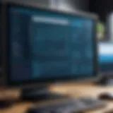 A vintage computer displaying old project management software interface