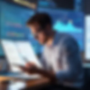 Immersed in Financial Knowledge A person engaged in deep reading of a finance book