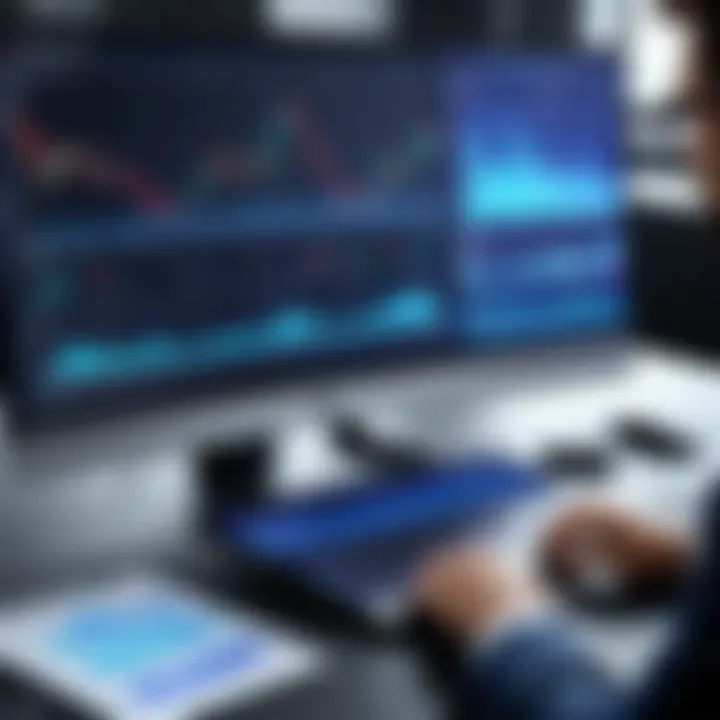 A strategic meeting with data charts and market analysis on a screen.