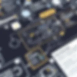 An intricate wireframe layout showcasing UX design elements.