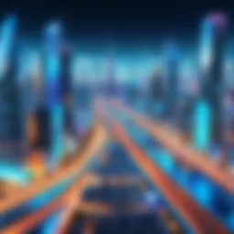 A vibrant cityscape showcasing technology-driven architectures.