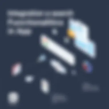 Infographic illustrating integration of search functionalities in diverse app categories