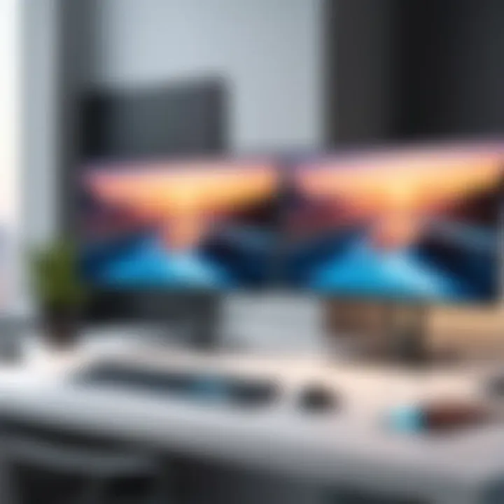 High-tech workspace featuring dual monitors