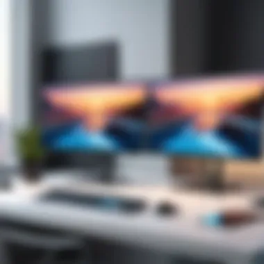 High-Tech Dual Monitor Workspace High-tech workspace featuring dual monitors