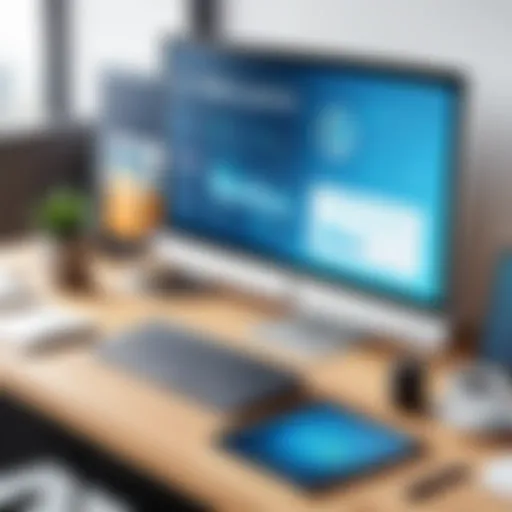 An assortment of digital productivity tools displayed on a modern workspace
