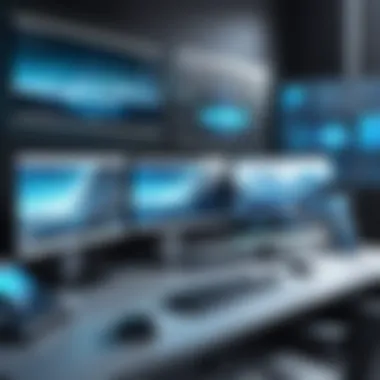 The Future of Graphic Design Technology A futuristic workspace with advanced graphic design technology