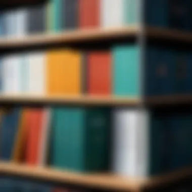 A bookshelf filled with influential leadership books