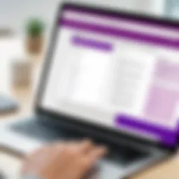 User navigating the Microsoft OneNote interface